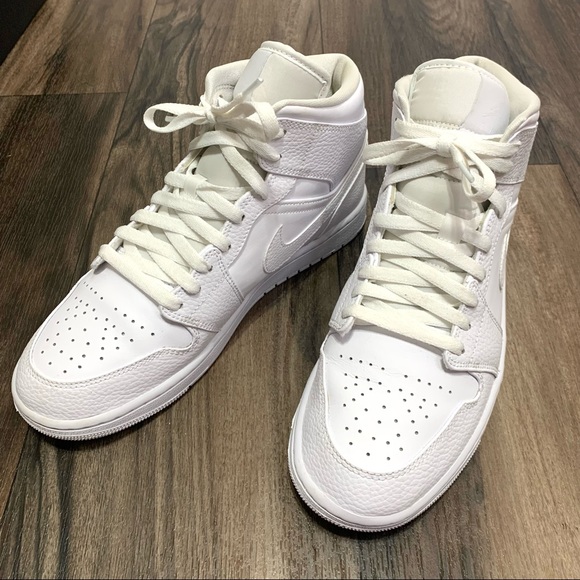 Jordan Other - Air Jordan 1 Mid Triple White Sneakers 10